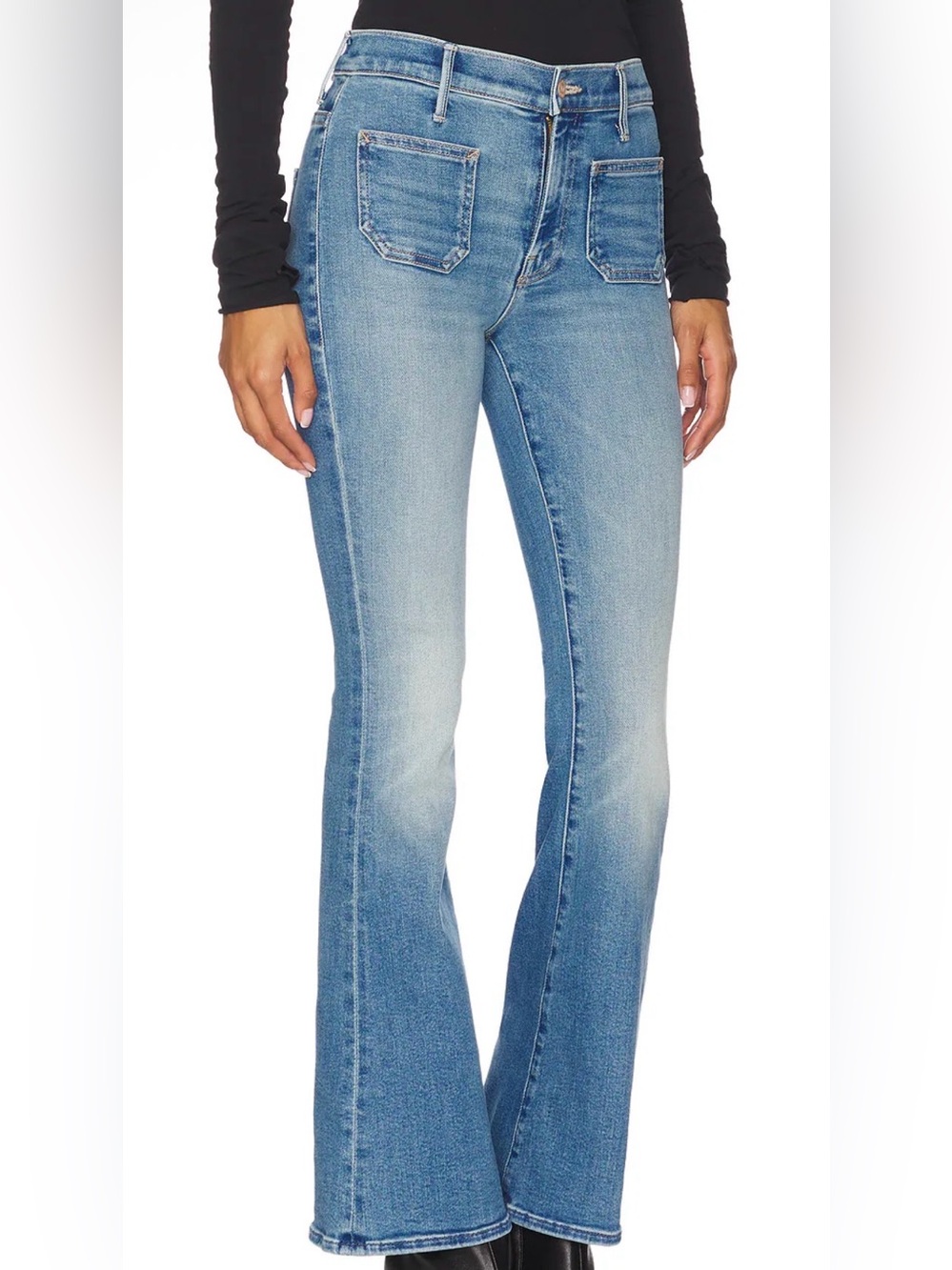 Mother CORTE BOTA WEEKEND Denim Light Blue Flared Wide Leg Jeans S20